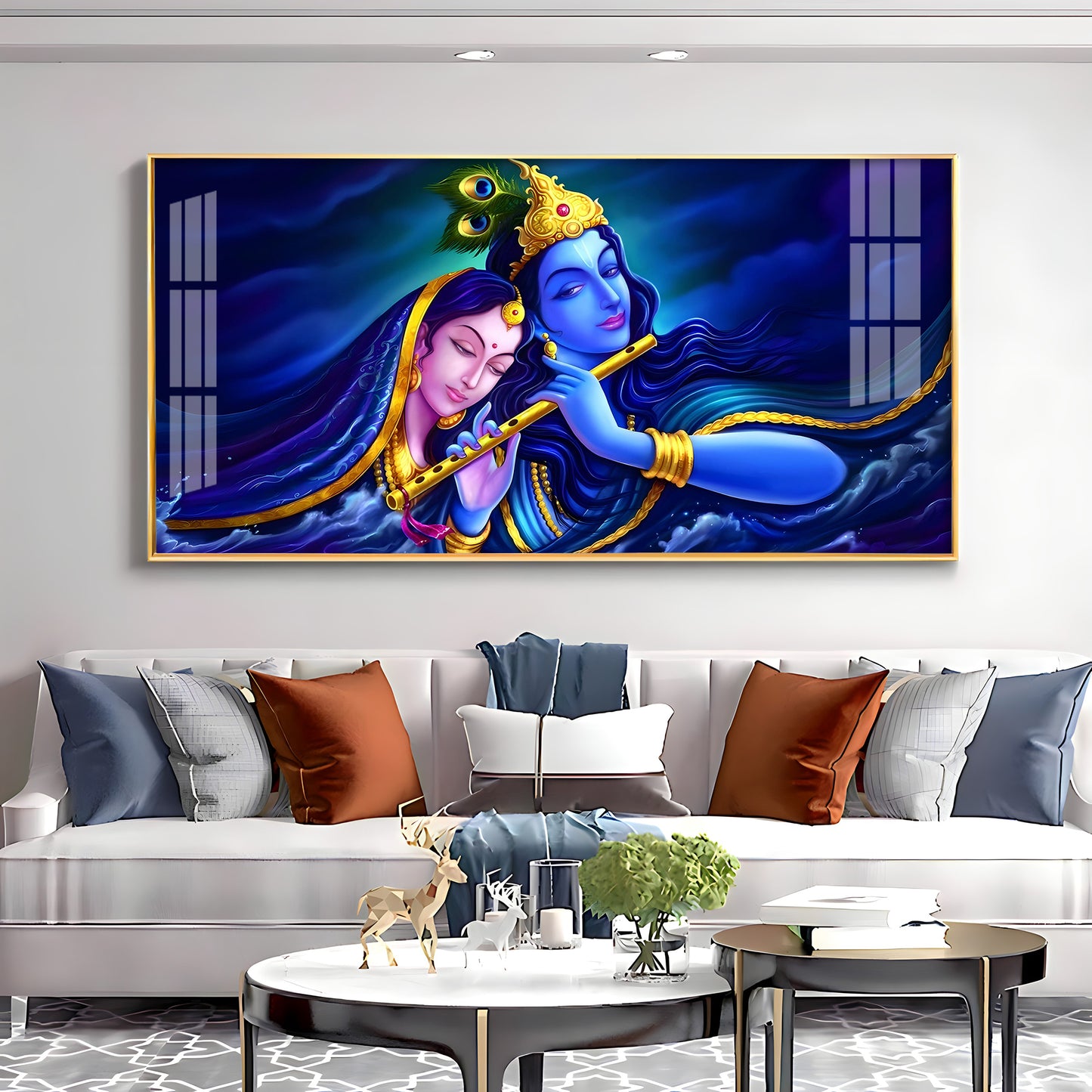 Credence Radha Krishna Love Premium Acrylic Horizontal Wall Art