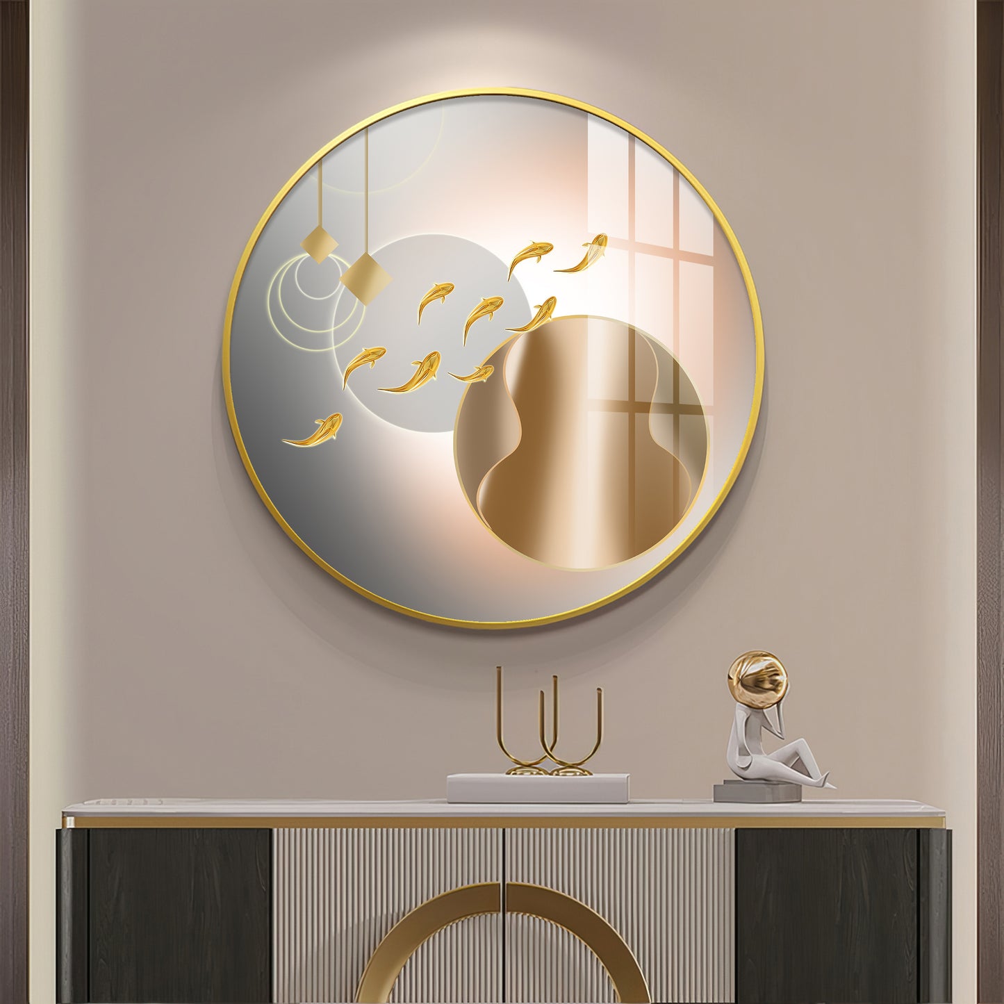 Circle of Fins Premium Acrylic Round Wall Art