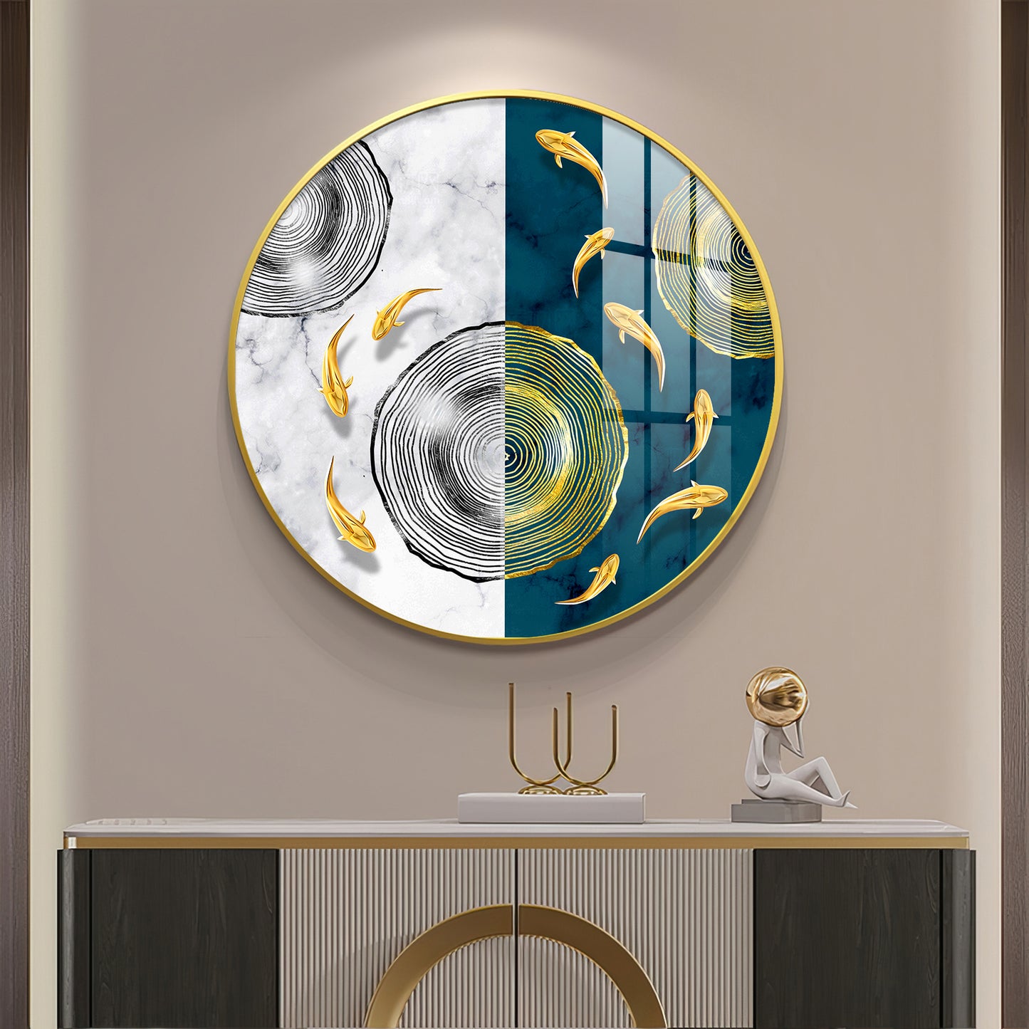 Goldfish Dreamscape Premium Acrylic Round Wall Art