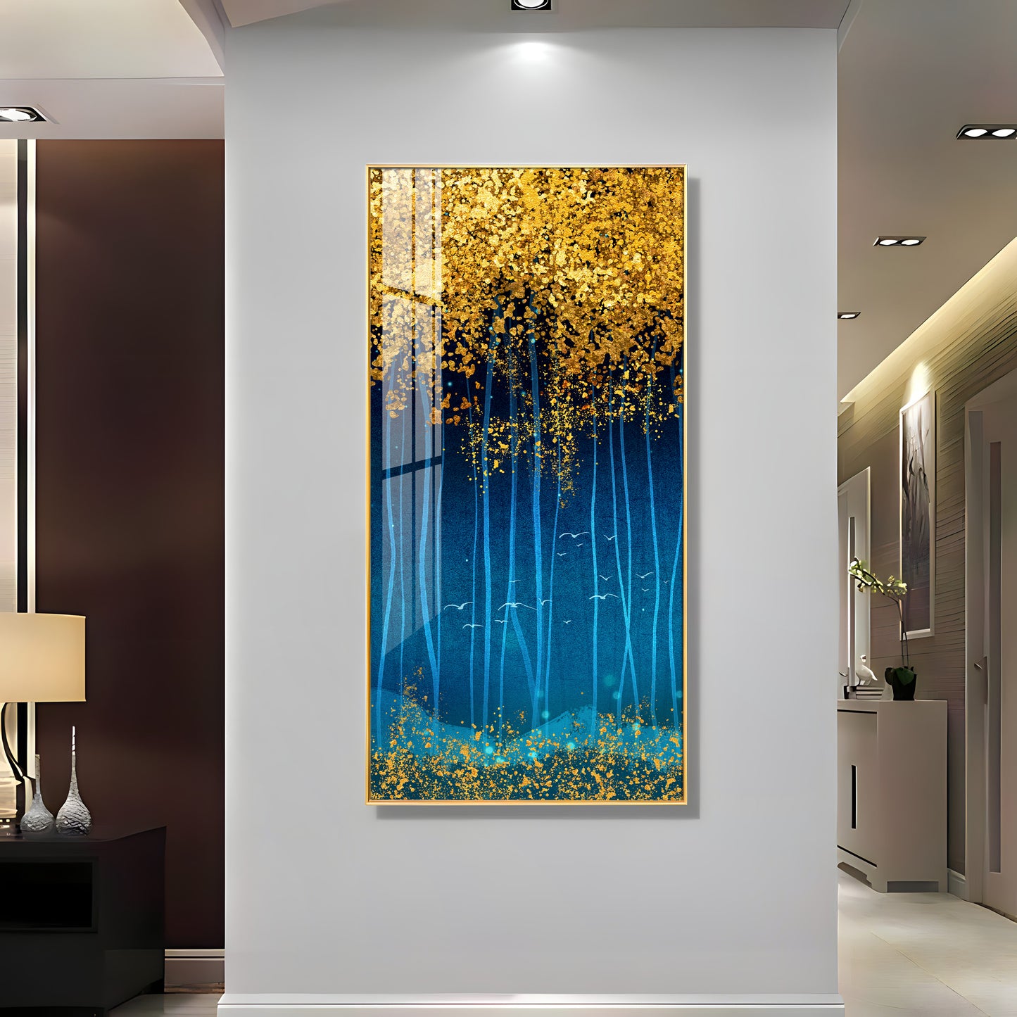 Sparkling Leaves Premium Acrylic Vertical Wall Art