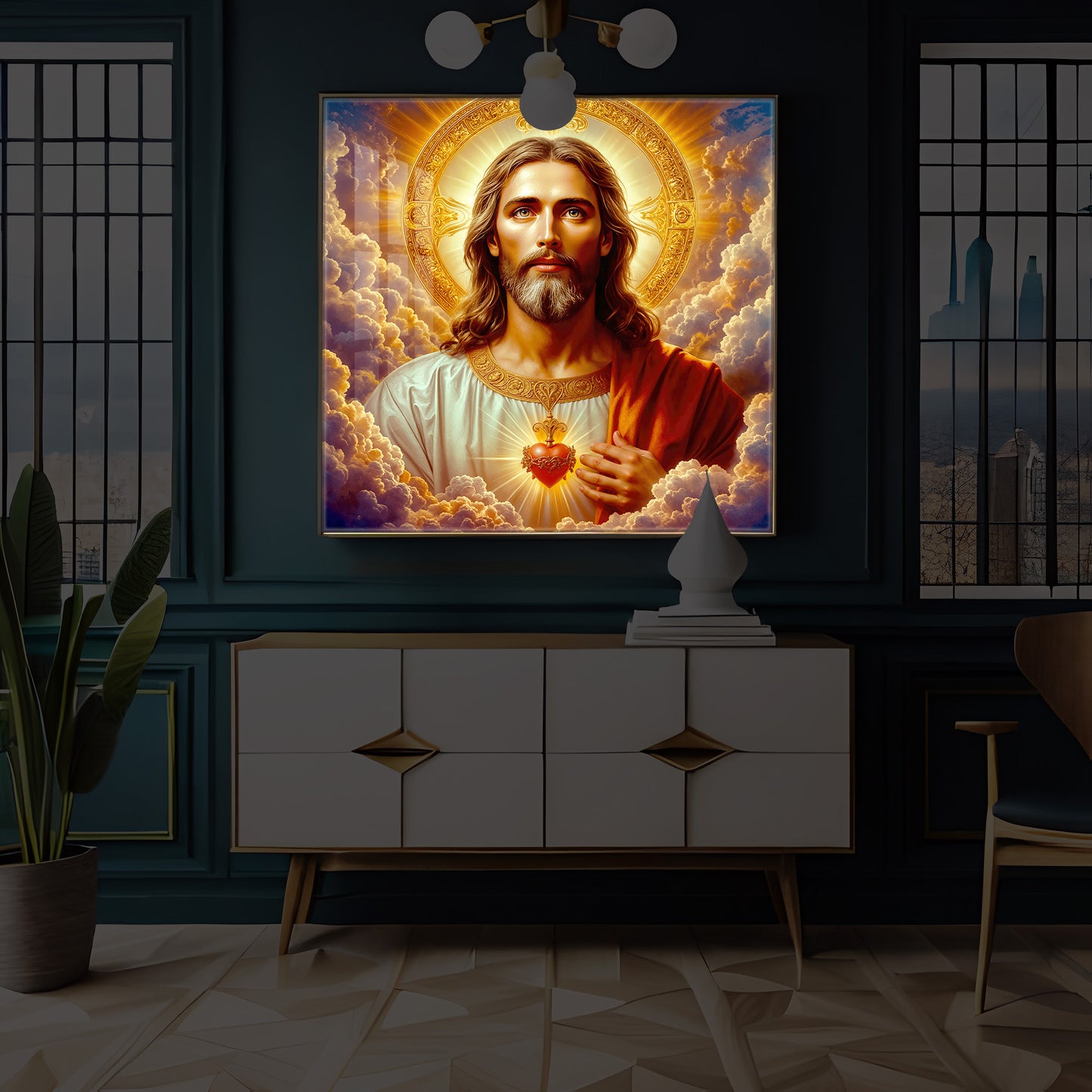 Lord Jesus Modern Luxury Backlight Square Wall Art
