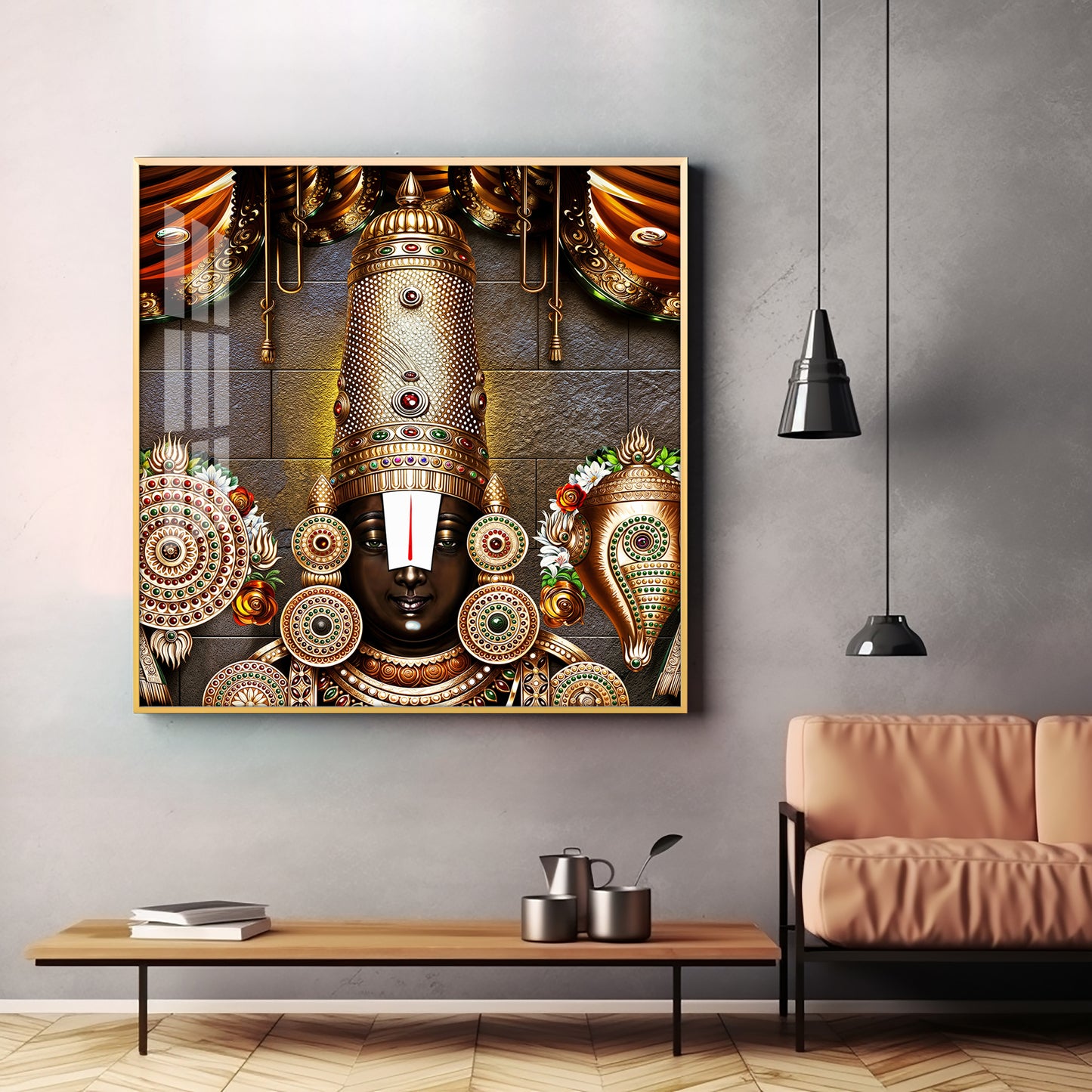 Tirupati Balaji Premium Acrylic Square Wall Art