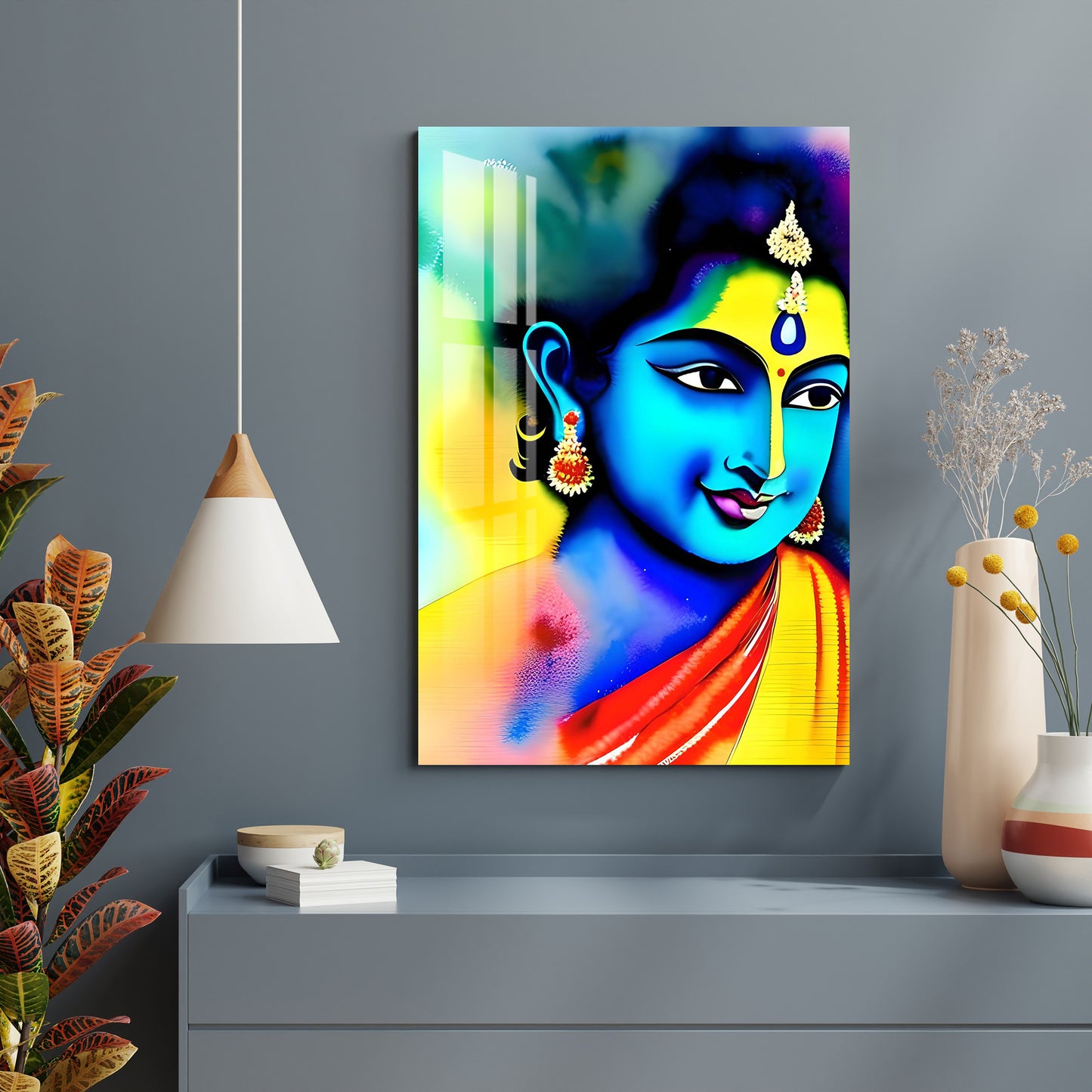 Vibrant Krishna Acrylic Wall Art