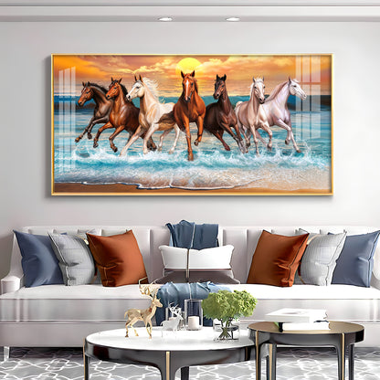 Seven Horses Running Premium Acrylic Horizontal Wall Art