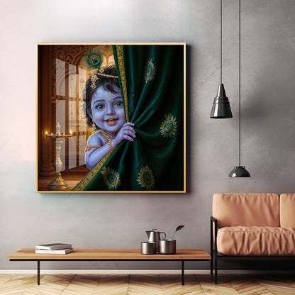 Little Lord kanha Premium Acrylic Square Wall Art