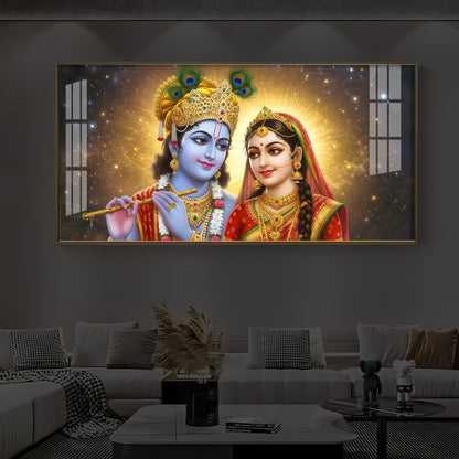 Shri Radha Krishn Modern Luxury Backlight Horizontal Wall Art