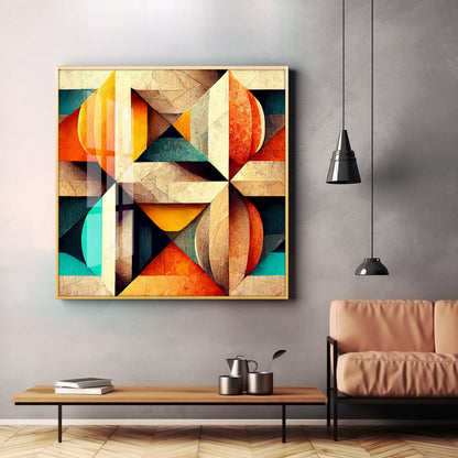 Seamless Pattern Shapes Premium Acrylic Square Wall Art