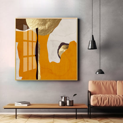 Modern Abstract Gold Luxury Interior Premium Acrylic Square Wall Art