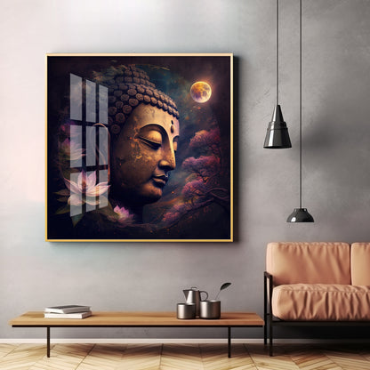 Lord Buddha Peaceful Premium Acrylic Square Wall Art