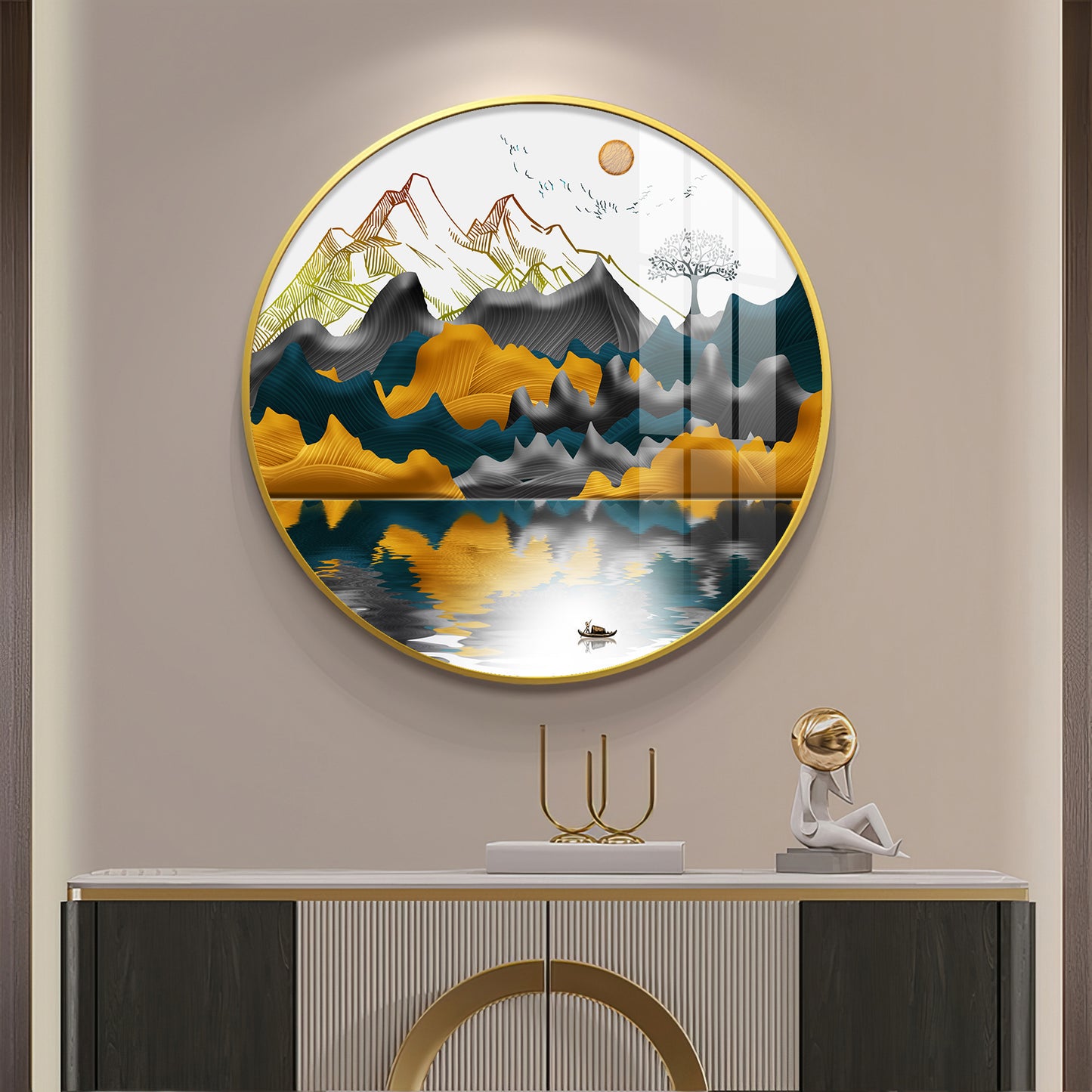 Mountain Escape Premium Acrylic Round Wall Art