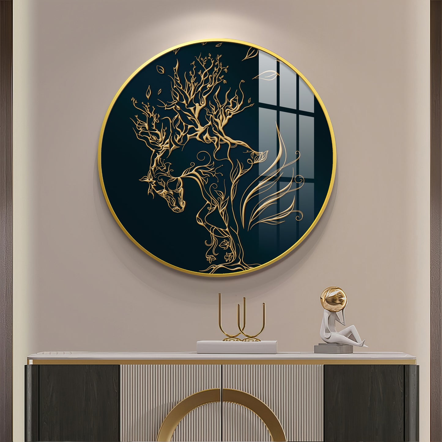 Golden Halo Premium Acrylic Round Wall Art