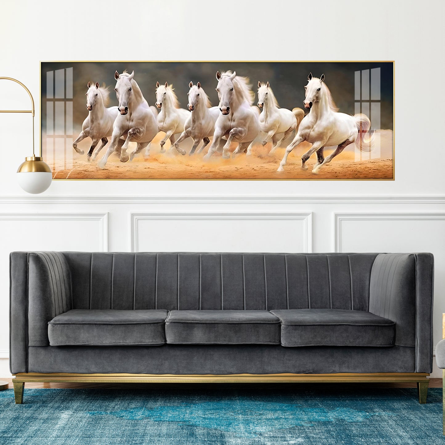 Seven Running Horses Premium Acrylic Horizontal Wall Art