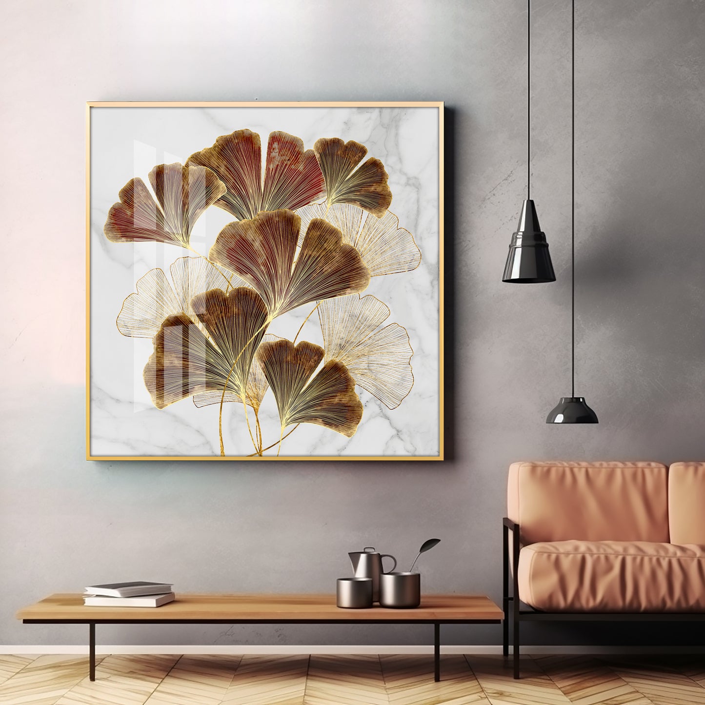 Biloba Leaf Premium Acrylic Square Wall Art