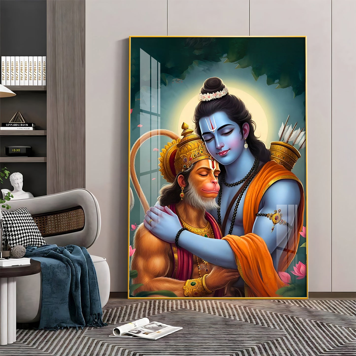 Lord Rama And Hanuman Brotherhood Premium Acrylic Wall Art