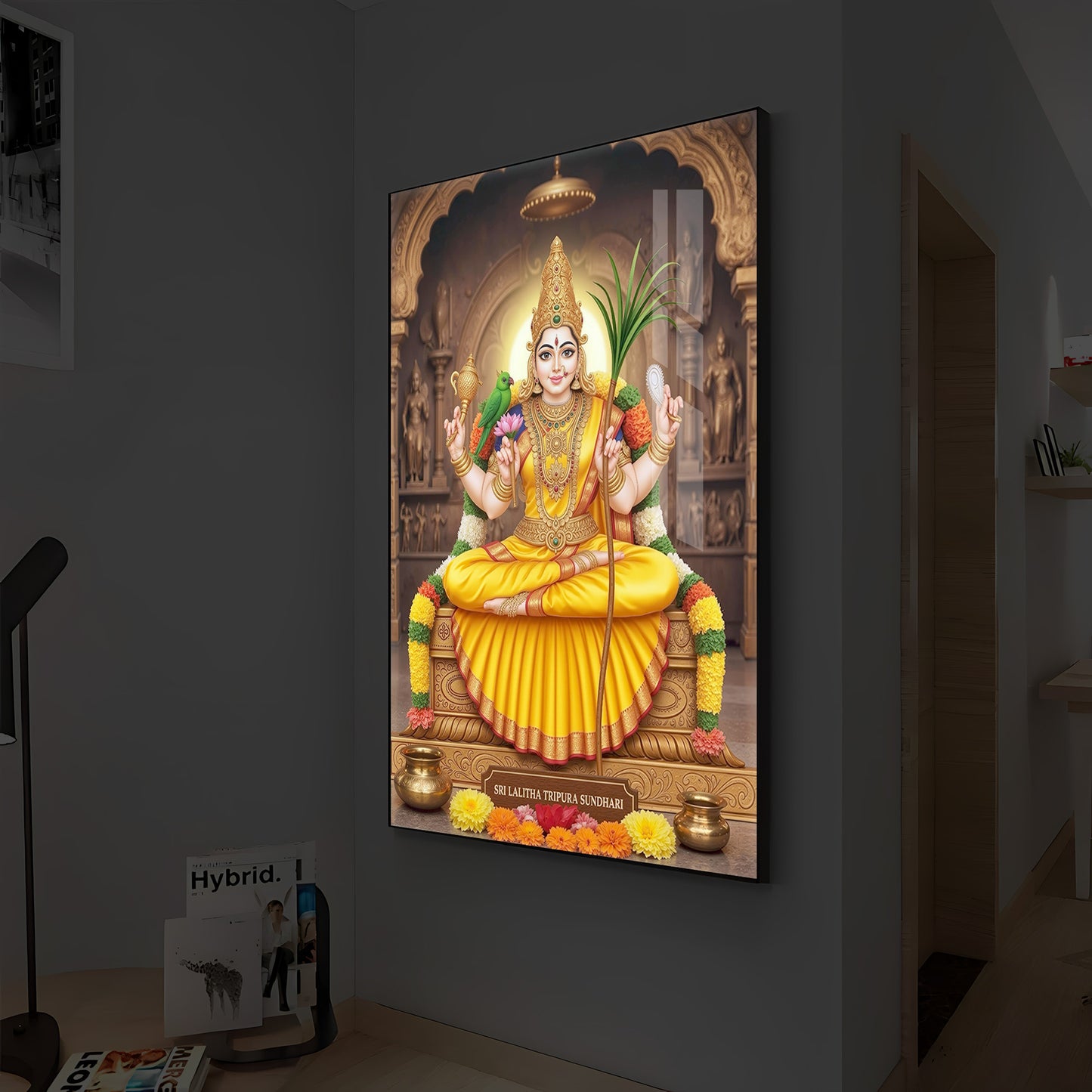 Sri Vidhya Sadhana Modern Luxury Backlight Vertical Wall Art