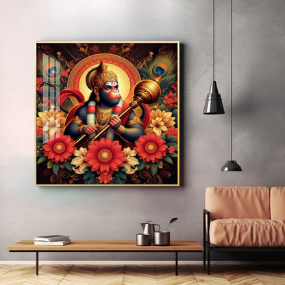 God Hanuman Premium Acrylic Square Wall Art