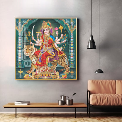 Goddess Durga Maa Radiance Premium Acrylic Square Wall Art