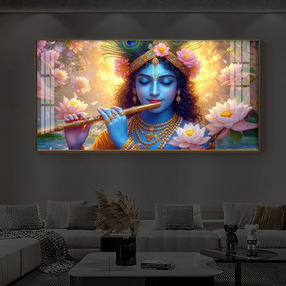 Shree Krishna Modern Luxury Backlight Horizontal Wall Art