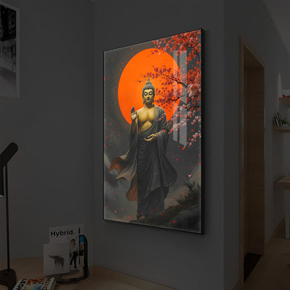 Gautam Buddh Modern Luxury Backlight Vertical Wall Art