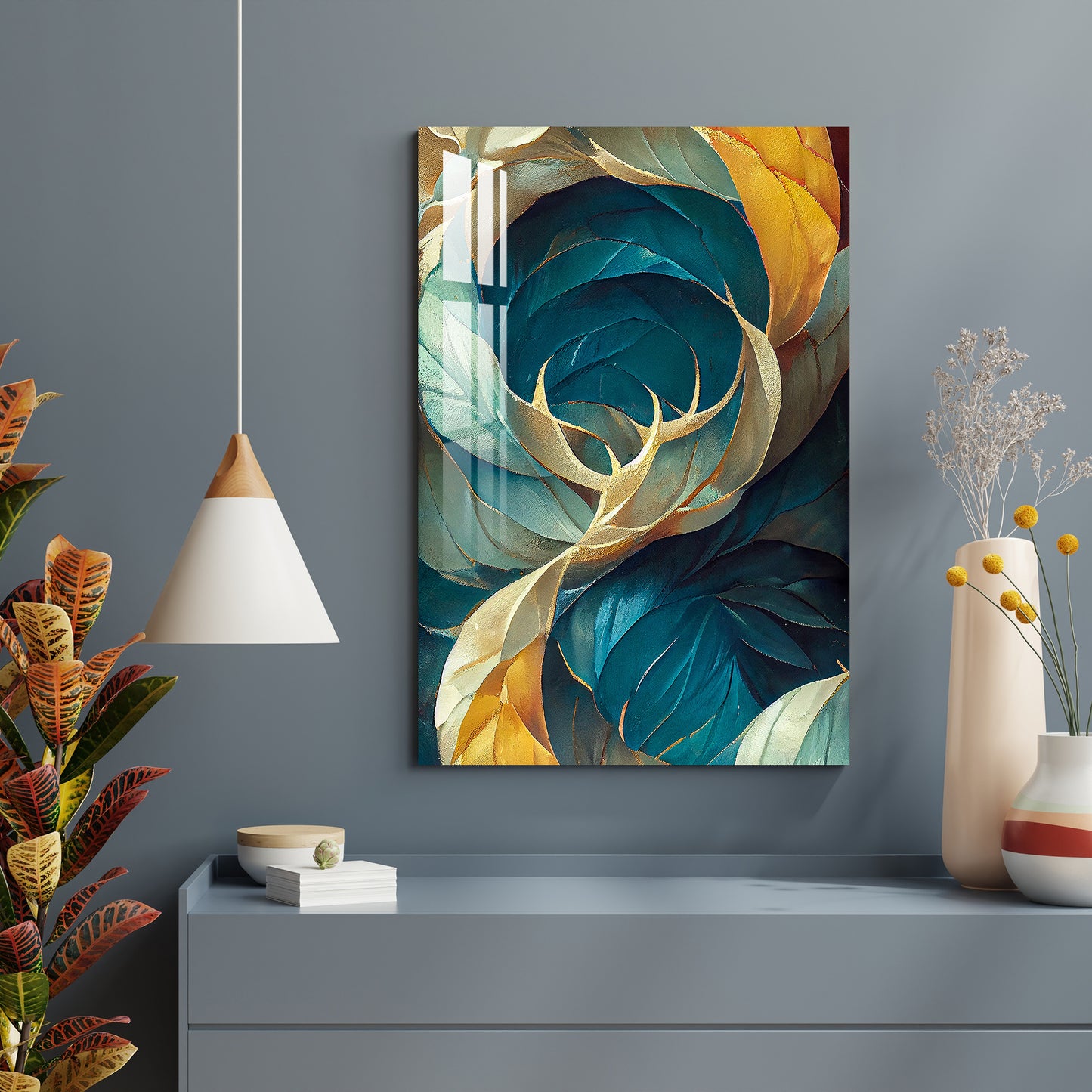 Abstract Colorful Leaves Acrylic Wall Art