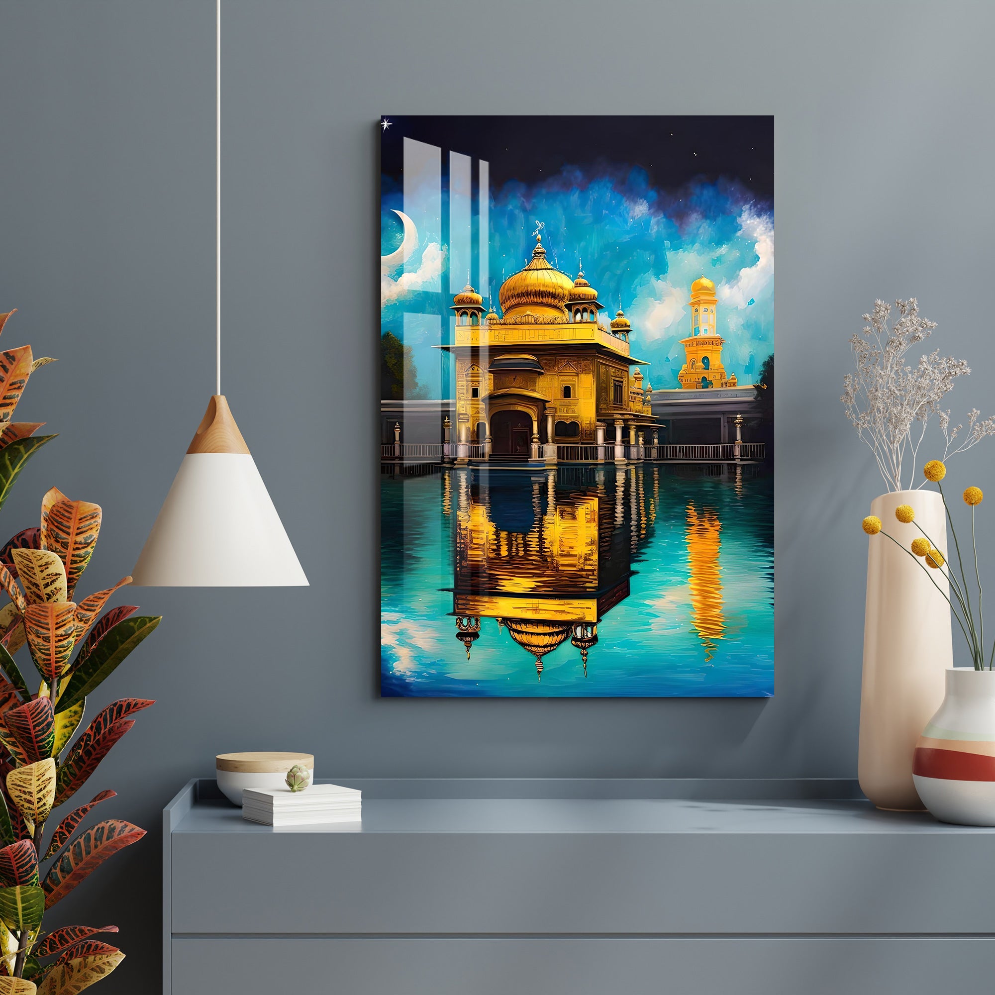 Mesmerizing Golden Temple Acrylic Wall Art