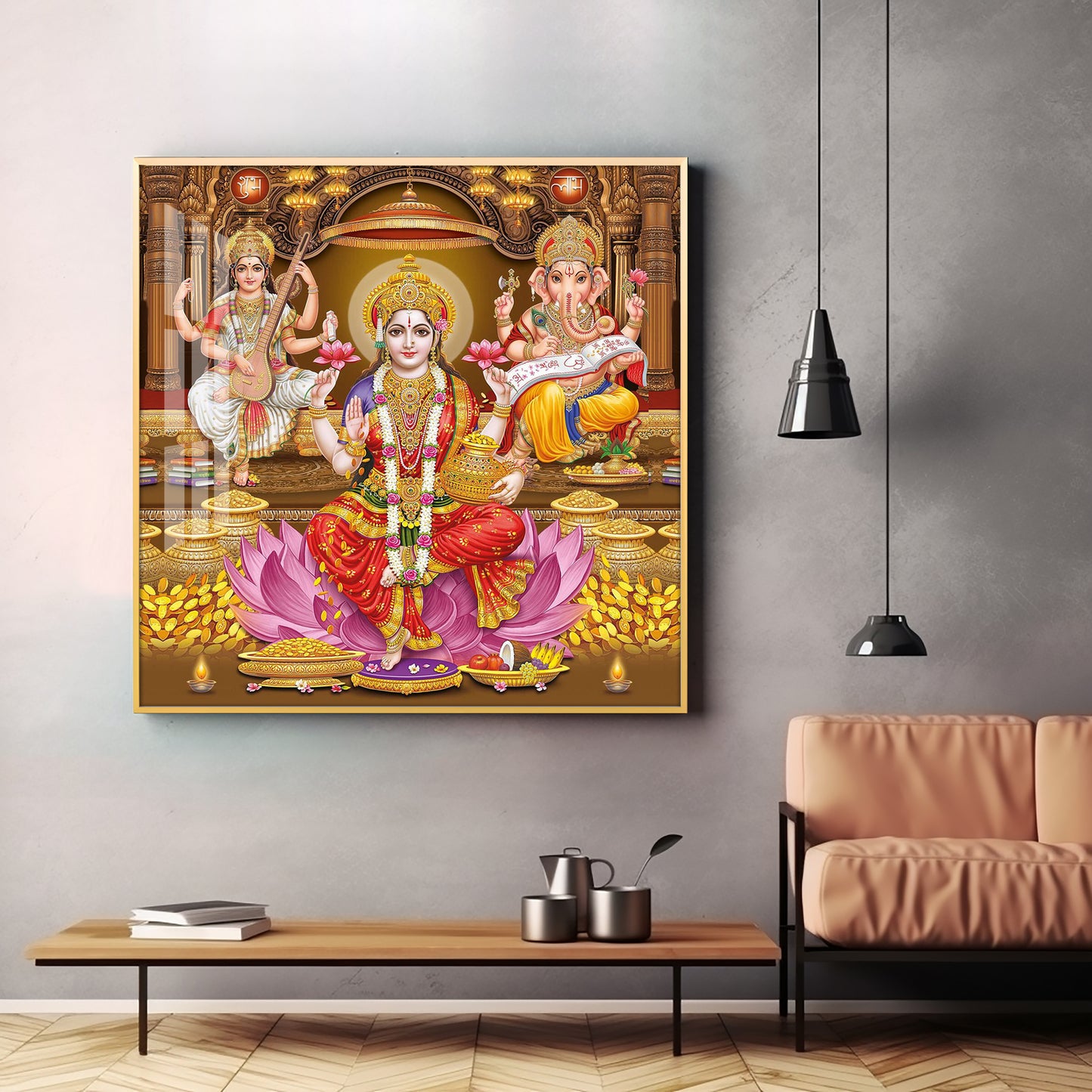 Enchanted Laxmi Ji Divinity Premium Acrylic Square Wall Art