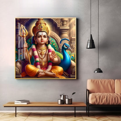 Lord Murugan Premium Acrylic Square Wall Art