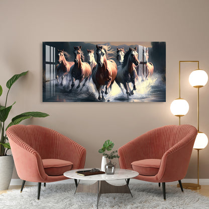 Horses Crossing River Acrylic Wall Art