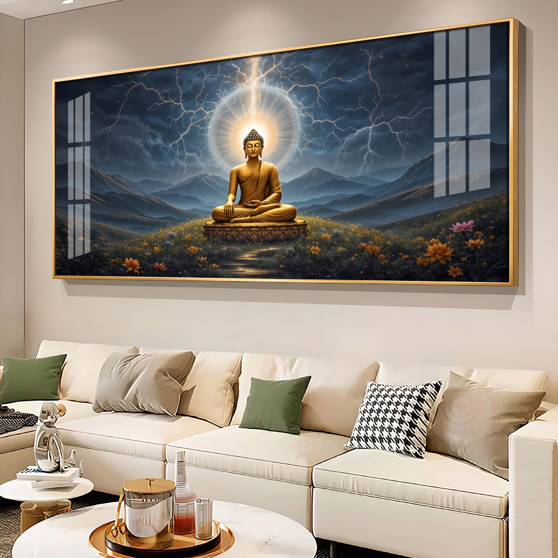Radiant Buddha Mural Premium Acrylic Horizontal Wall Art