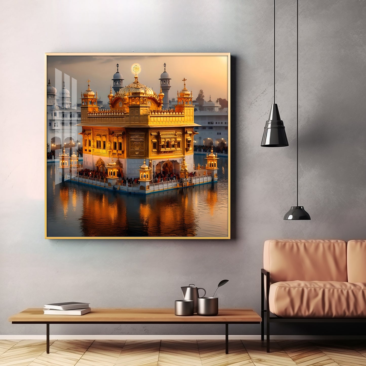 The Golden Temple of Amritsar Premium Acrylic Square Wall Art