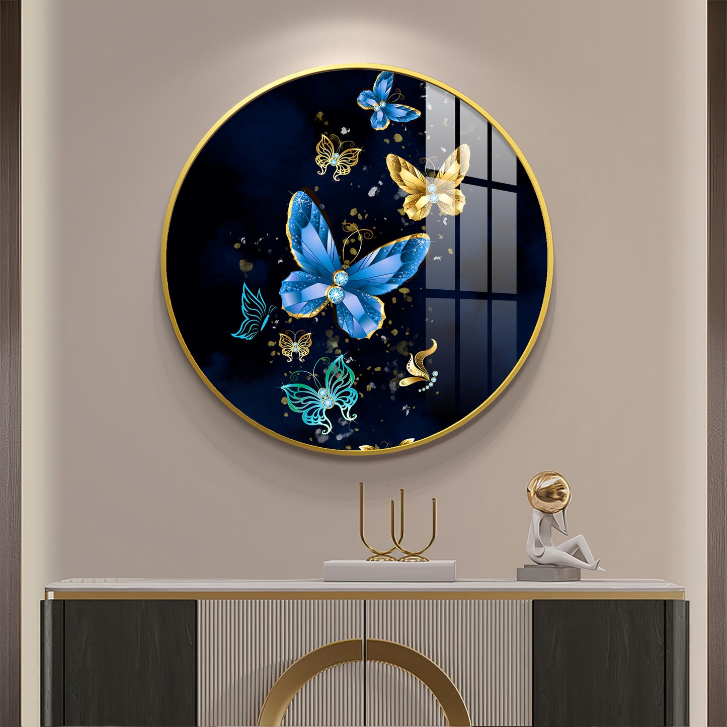 Butterfly Haven Premium Acrylic Round Wall Art