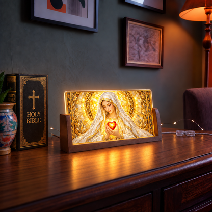 Golden Mary Acrylic LED Table Lamp - Wooden Stand