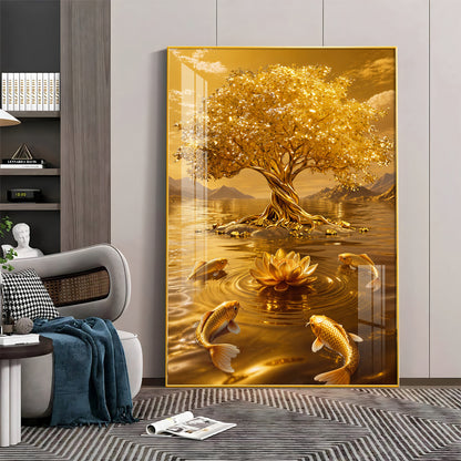 Money Tree With Koi Fish Premium Acrylic Vertical Wall Art