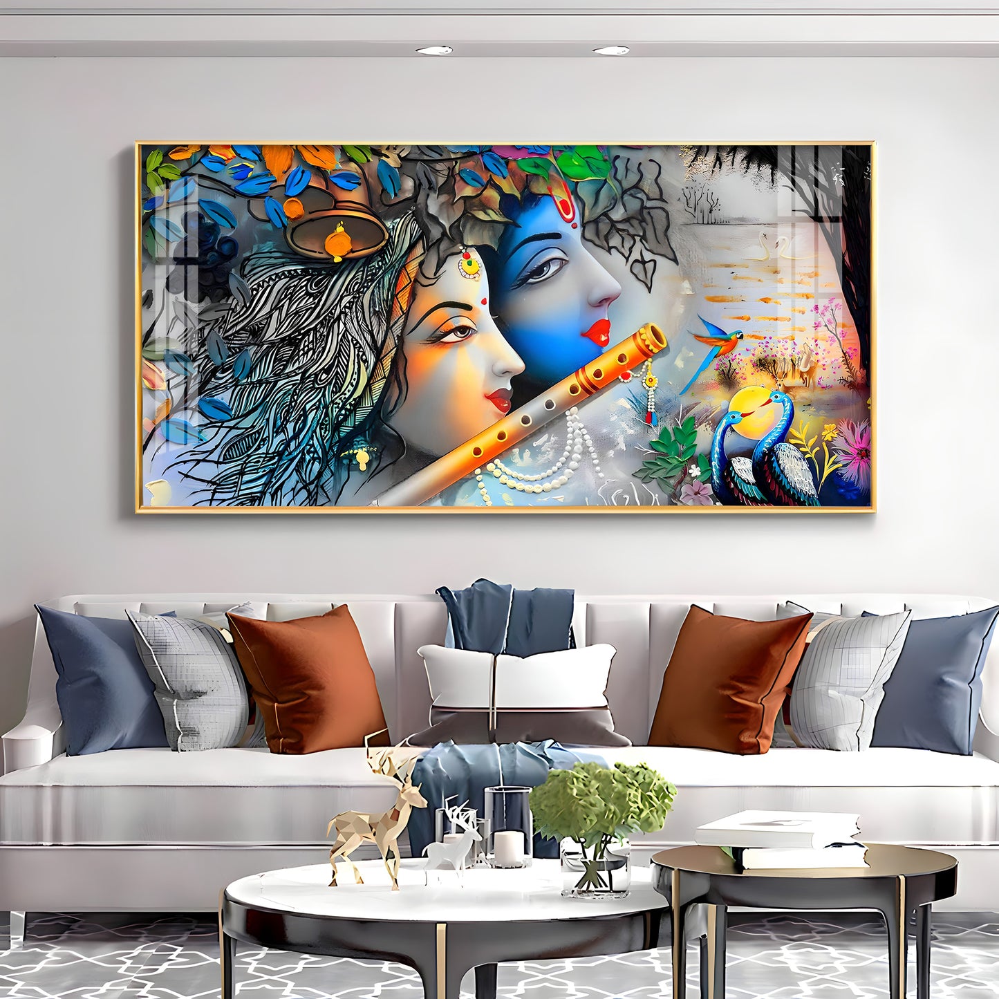 Radha Krishna Unforgetable Love Pemium Acrylic Horizontal Wall Art