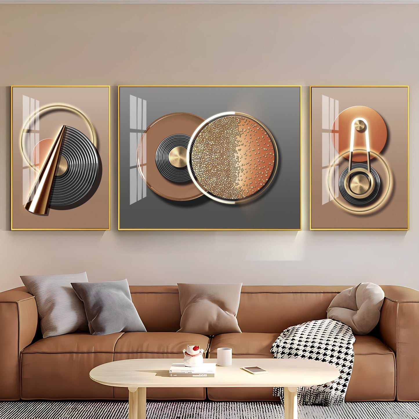 Abstract Geometry Premium Acrylic Wall Art (Set of 3)