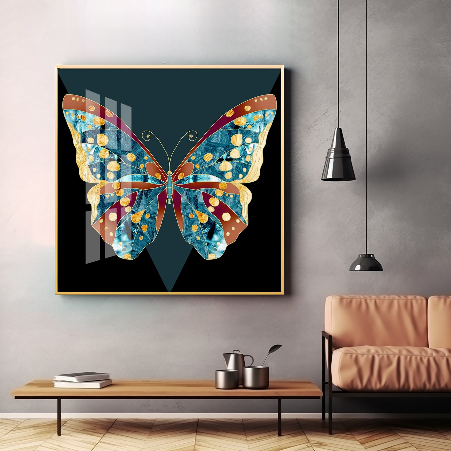 Sparkling Butterfly Luxury Crystal Square Wall Art