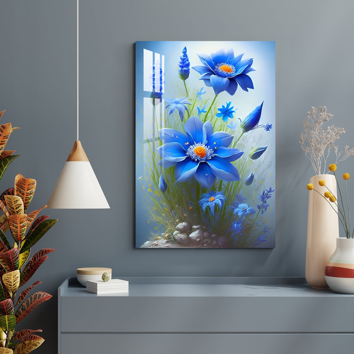 Cosmos Blue Flower Acrylic Wall Art