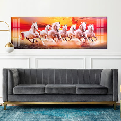 Seven Running Horses Premium Acrylic Horizontal Wall Art