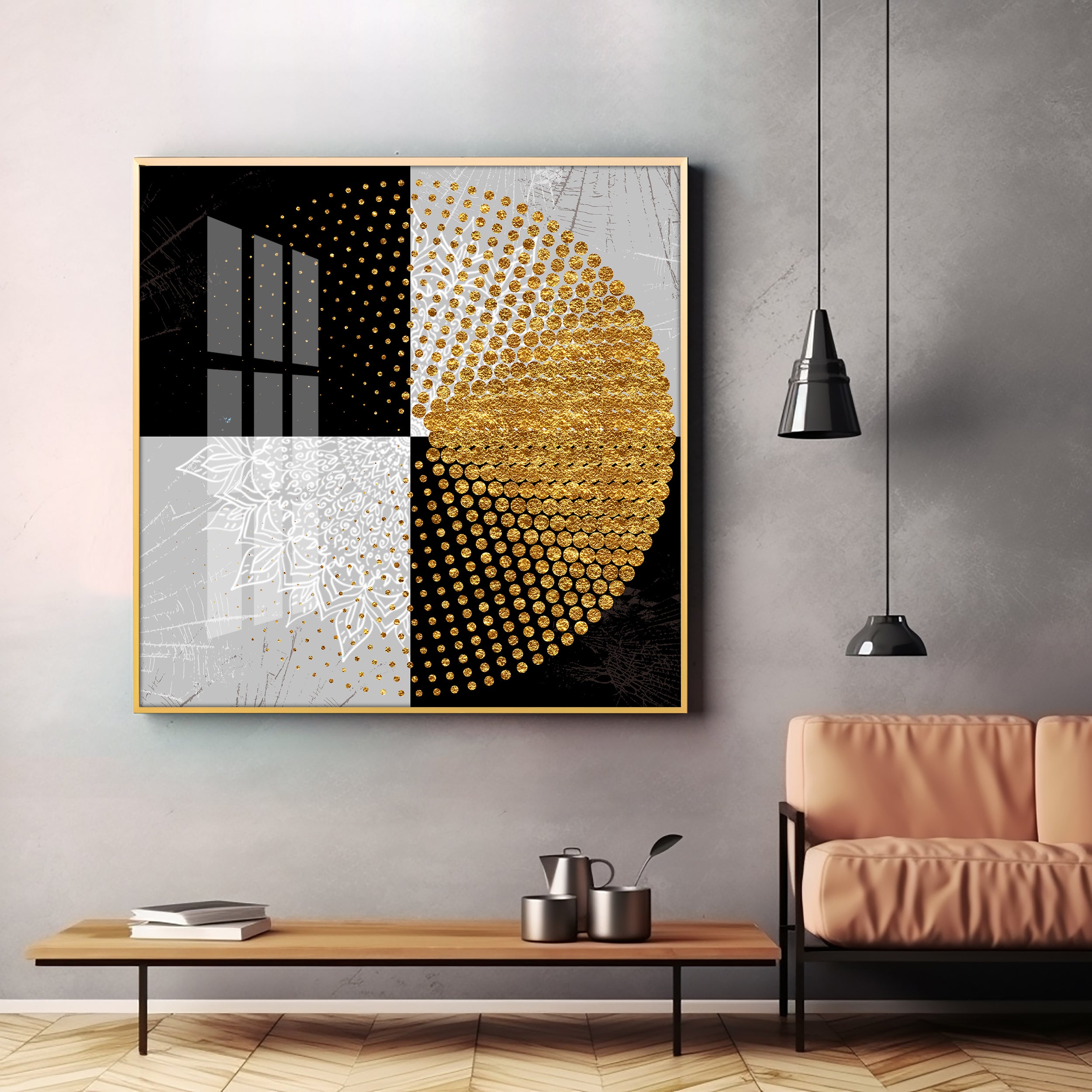 Moroccan Gold Premium Acrylic Square Wall Art