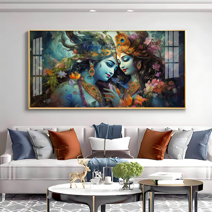 Mystical Love Of Radha Krishna Premium Acrylic Horizontal Wall Art