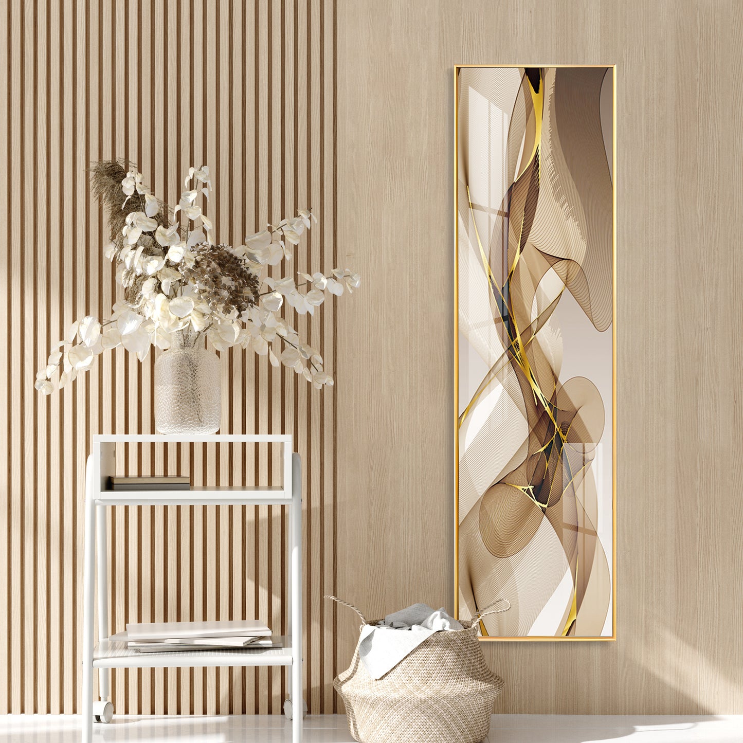 Black Gold Abstract Vertical Premium Acrylic Vertical Wall Art