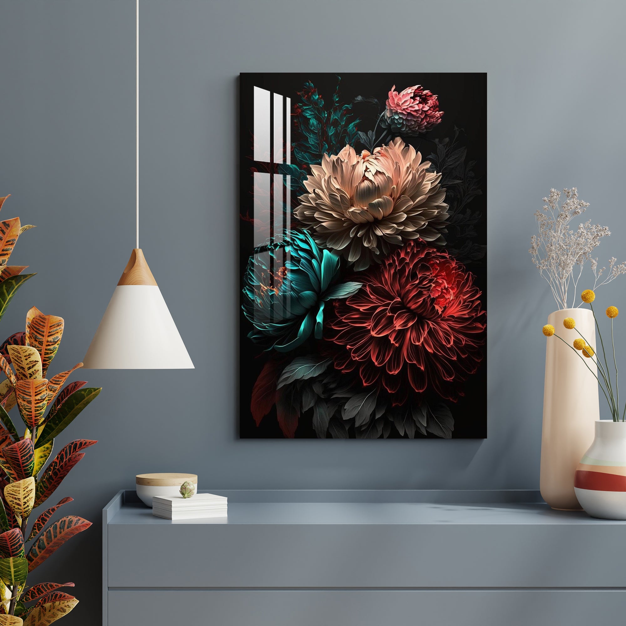 Dahlia Flowers Acrylic Wall Art