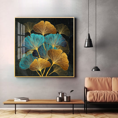 Auspicious Ginkgo Leaf Premium Acrylic Square Wall Art