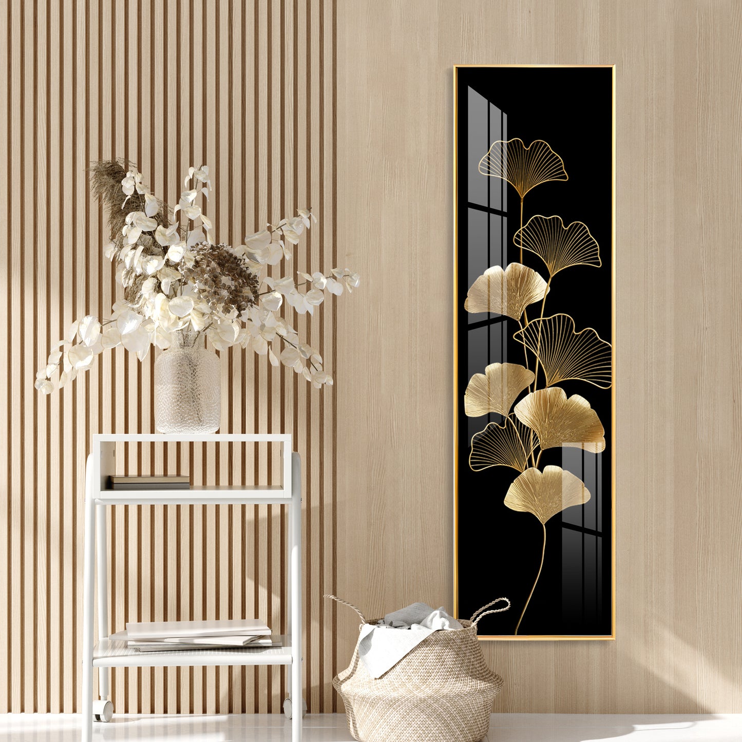 Ginkgo Leaf Design Premium Acrylic Vertical Wall Art