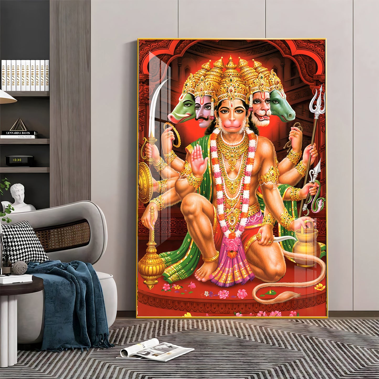 Divine Presence Of Lord Hanuman Premium Vertical Acrylic Wall Art