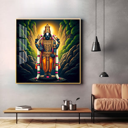 Spiritual Venkateswara Swami Premium Acrylic Square Wall Art