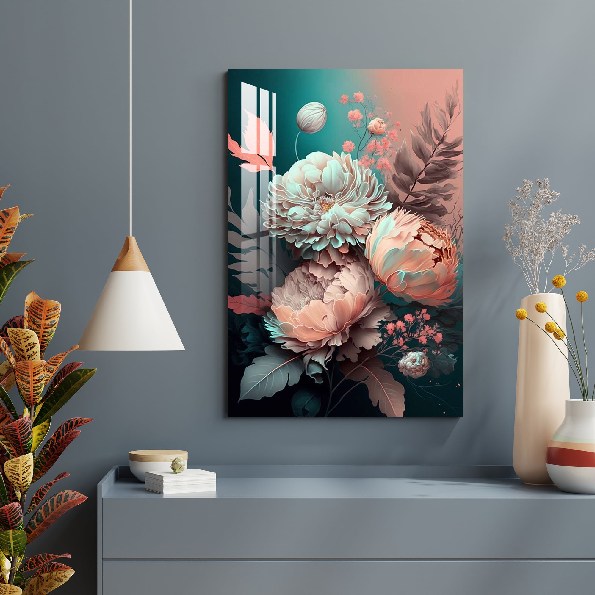 Peony Flowers Acrylic Wall Art