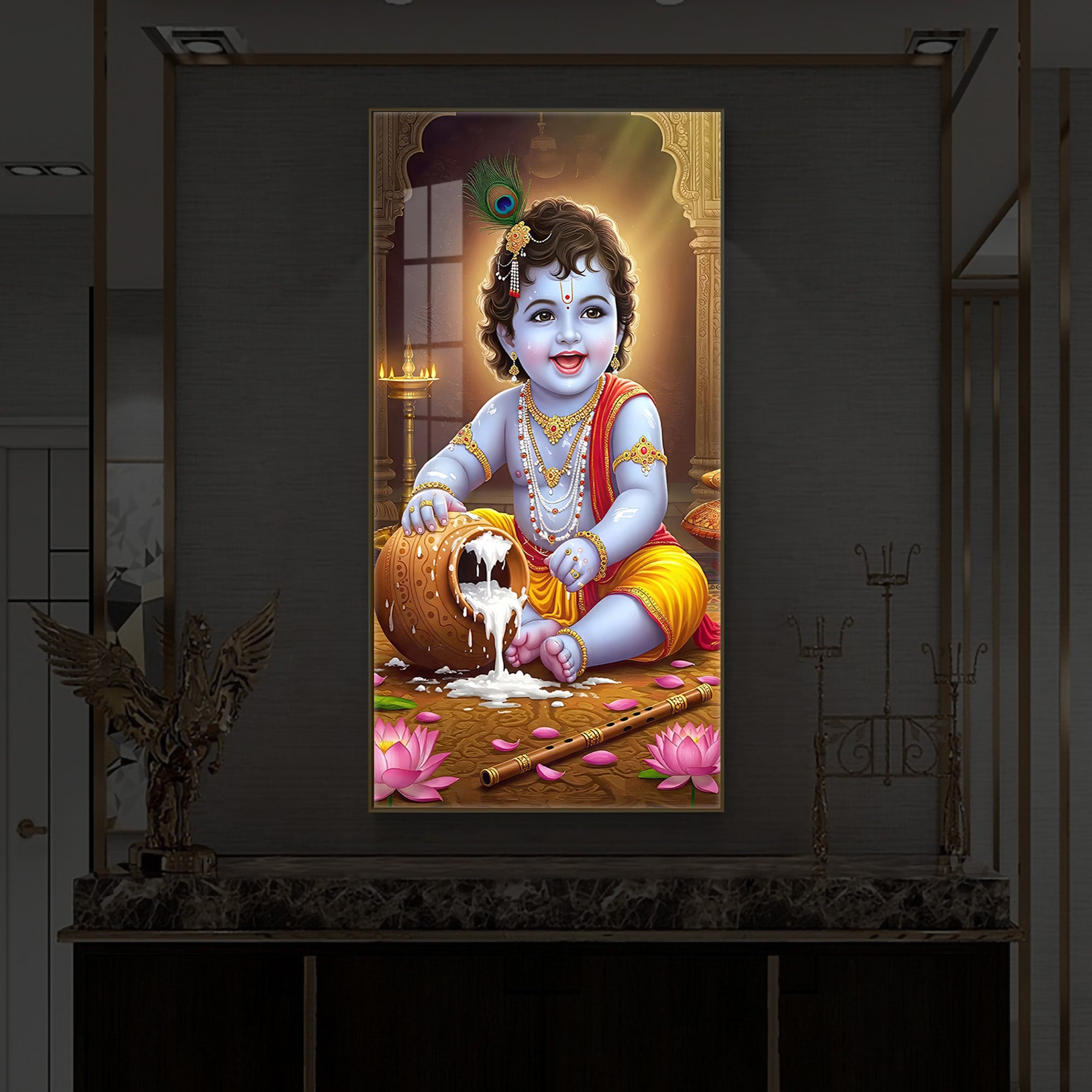 Bal Krishna Modern Luxury Backlight Vertical Wall Art