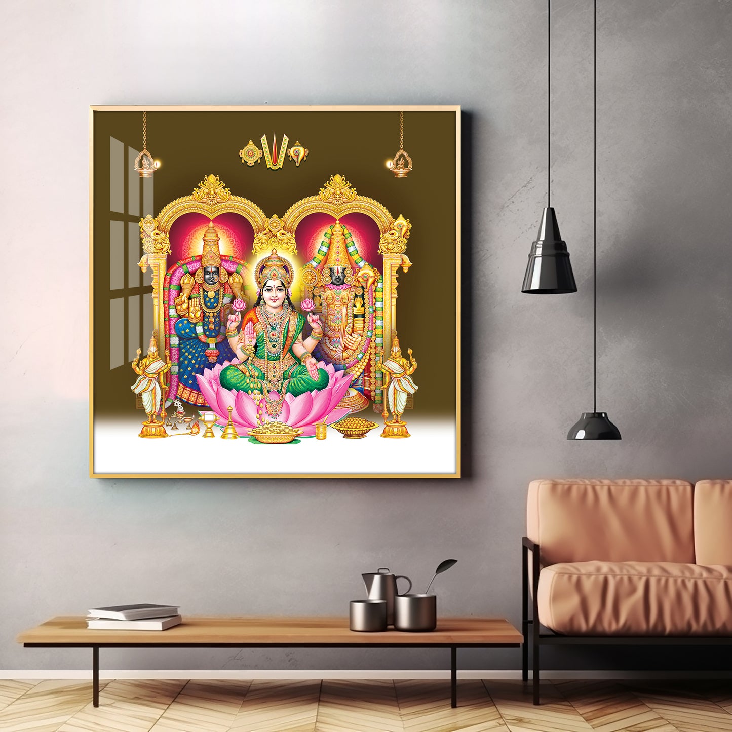 Balaji Padamavathi with kuber Laxmi Premium Acrylic Square Wall Art