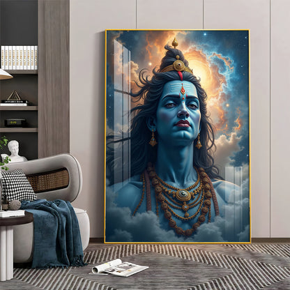 Lord Shiva In The Clouds Premium Acrylic Wall Art